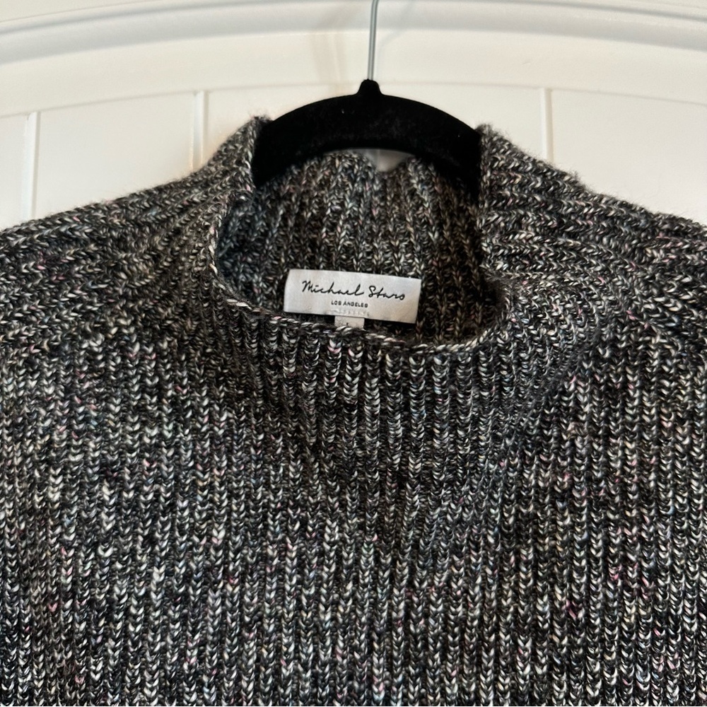 Michael Stars Los Angeles designer grey multi color sweater vest high neck L - Picture 2 of 9